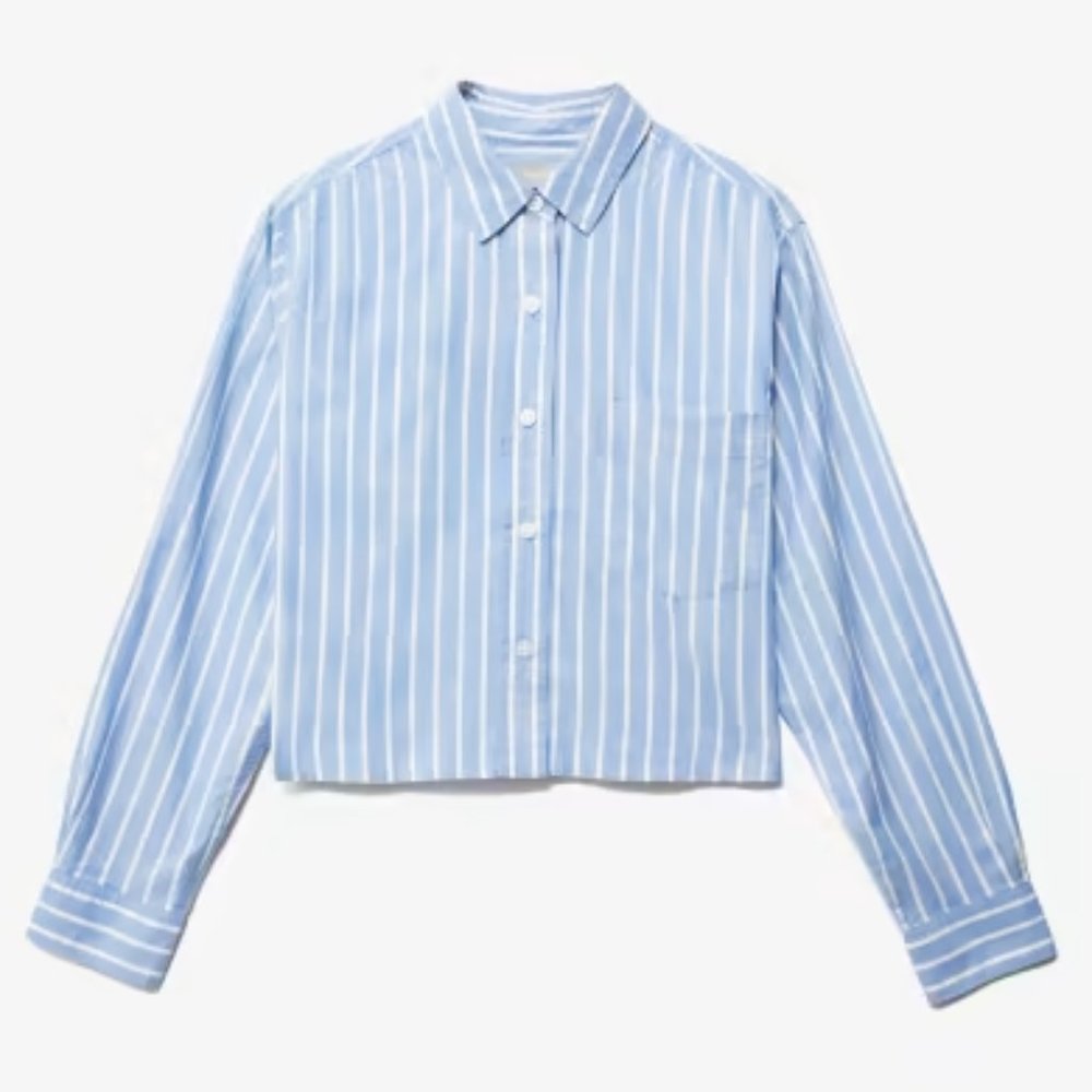 Everlane | The Silky Cotton Way-Short Shirt | Mariner Blue / White